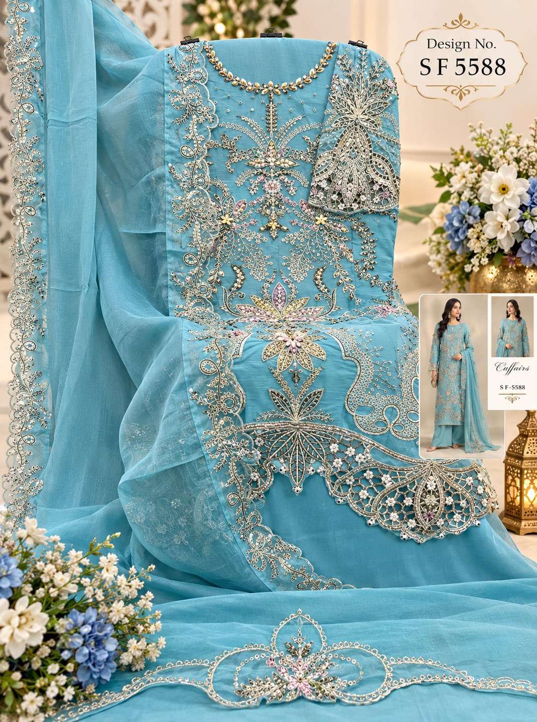 SHREE FABS SF 5588 COLOR CHIFFON KHATLI WORK DRESS FESTIVE WEDDING CELEBRATIONS